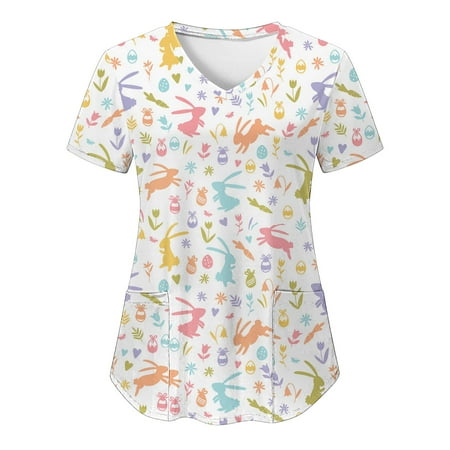 Women Scrubs Top Working Uniform Nurses Clothing Workwear Casual Easter Bunny Printed Short Sleeve Pocket Loose Top V-Neck
Women Scrubs Top Working Uniform Nurses Clothing Workwear Casual Easter Bunny Printed Short Sleeve Pocket Loose Top V-Neck
