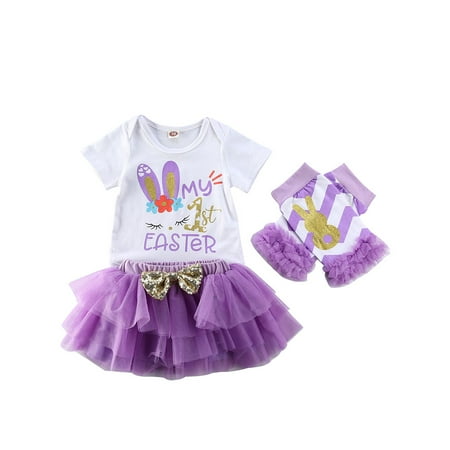 Bmnmsl Toddler Baby Girl My 1st Easter Festival Short Sleeve Romper + Purple Bow Tutu Skirt Dress + Leg Warmers + Flower Headband Clothes Set
Bmnmsl Toddler Baby Girl My 1st Easter Festival Short Sleeve Romper + Purple Bow Tutu Skirt Dress + Leg Warmers + Flower Headband Clothes Set