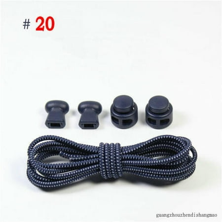 No Tie Shoe Laces Lazy Elastic Round Shoelaces Lock Adults Kids Sports Trainers