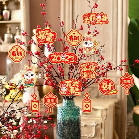 Jiaroswwei New Year Pendant with Blessing Words Cartoon Pattern 2023 Chinese Spring Festival Rabbit Hanging Ornament for Bedroom
Jiaroswwei New Year Pendant with Blessing Words Cartoon Pattern 2023 Chinese Spring Festival Rabbit Hanging Ornament for Bedroom
