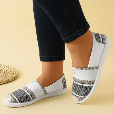Cathalem Womens Born Sandals Women Shallow Mouth Simple Single Shoes Casual Shoes Work Shoes Canvas Colorblock Striped Pattern Sandal Beige 7
Cathalem Womens Born Sandals Women Shallow Mouth Simple Single Shoes Casual Shoes Work Shoes Canvas Colorblock Striped Pattern Sandal Beige 7
