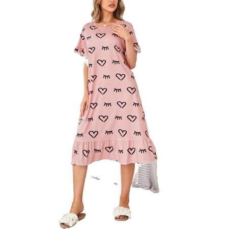 Cute Heart Round Neck Sleepshirts Dusty Pink Elbow-Length Women Nightgowns & Sleepshirts S
Cute Heart Round Neck Sleepshirts Dusty Pink Elbow-Length Women Nightgowns & Sleepshirts S