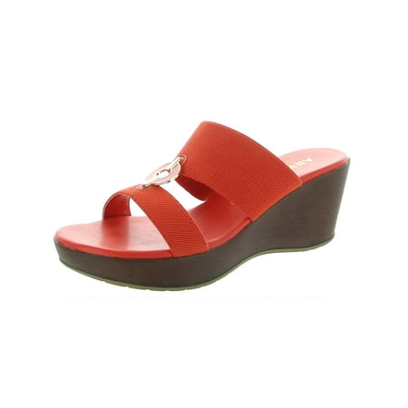 Anne Klein Womens Hadya Slip On Open Toe Wedge Sandals