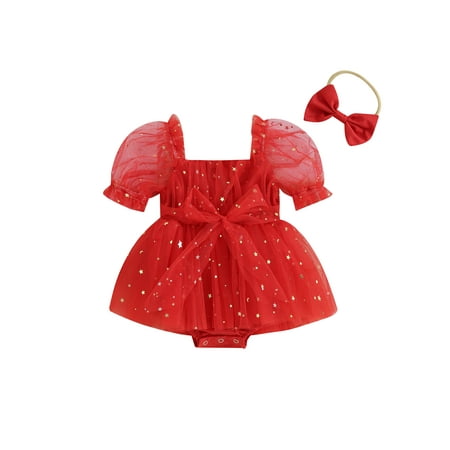 Infant Baby Girls 2Pcs Christmas Outfits Short Puff Sleeve Romper Tulle Dress + Headband Set
Infant Baby Girls 2Pcs Christmas Outfits Short Puff Sleeve Romper Tulle Dress + Headband Set