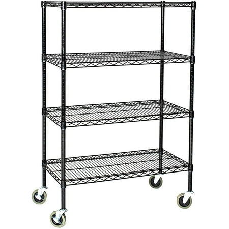 

18 Deep x 72 Wide x 69 High 4 Tier Black Wire Shelf Truck with 800 lb Capacity