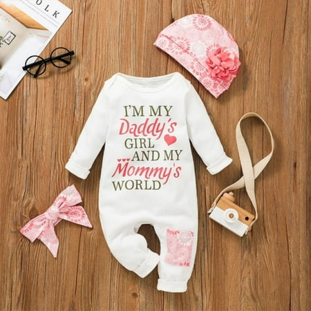 Clearance Sale 3Pcs/setborn Girls Clothes Infant Baby Girl Long Sleeve Letter Print Romper Jumpsuit with Headband and Hat Outfits
Clearance Sale 3Pcs/setborn Girls Clothes Infant Baby Girl Long Sleeve Letter Print Romper Jumpsuit with Headband and Hat Outfits