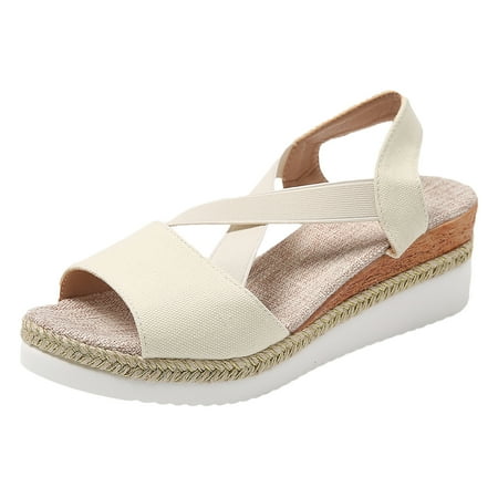 Ladies Weave Open Toe Elastic Band Summer Slope Heel Thick Soled Wedges Sandals Summer Fall Royally Comfortable Versatile
Ladies Weave Open Toe Elastic Band Summer Slope Heel Thick Soled Wedges Sandals Summer Fall Royally Comfortable Versatile