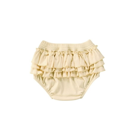 

ZIYIXIN Newborn Baby Girl Bloomers Diaper Cover Shorts Ribbed Ruffle Bubble Shorts Nappy Underwear Panty Beige 0-6 Months