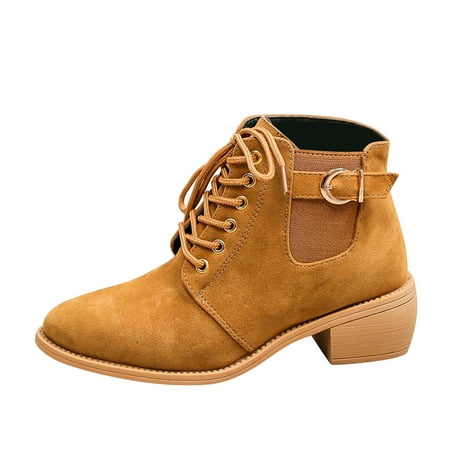 ASEIDFNSA Boots With Heels for Women Mid Calf Heel Boots for Women Ladies Fashion Solid Color Suede Belt Buckle Pointed Thick Heel Lace Up Short Boots
ASEIDFNSA Boots With Heels for Women Mid Calf Heel Boots for Women Ladies Fashion Solid Color Suede Belt Buckle Pointed Thick Heel Lace Up Short Boots