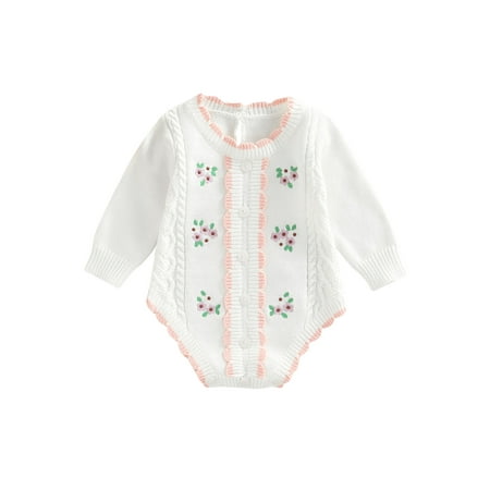 Gureui Toddler Infant Baby Girls Romper Flower Embroidery Round Neck Long Sleeve Knitted Bodysuit with Buttons
Gureui Toddler Infant Baby Girls Romper Flower Embroidery Round Neck Long Sleeve Knitted Bodysuit with Buttons