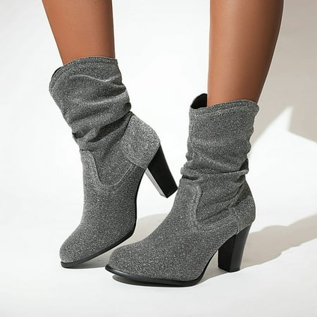 Zunfeo Women s Mid Calf Boots- Solid Fashion Warm Casual Chelsea Boots High-Heels Round Toe Boots Christmas Gifts Clearance Silver 7
Zunfeo Women s Mid Calf Boots- Solid Fashion Warm Casual Chelsea Boots High-Heels Round Toe Boots Christmas Gifts Clearance Silver 7