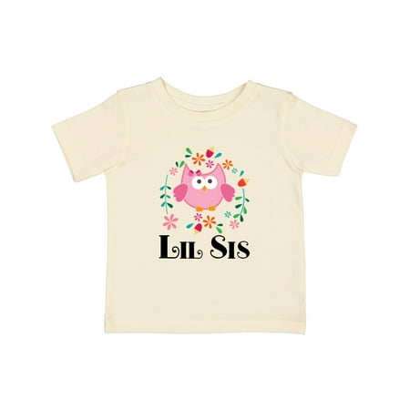 Inktastic Lil Sis Girls Owl Sister Announcement Gift Baby Girl T-Shirt