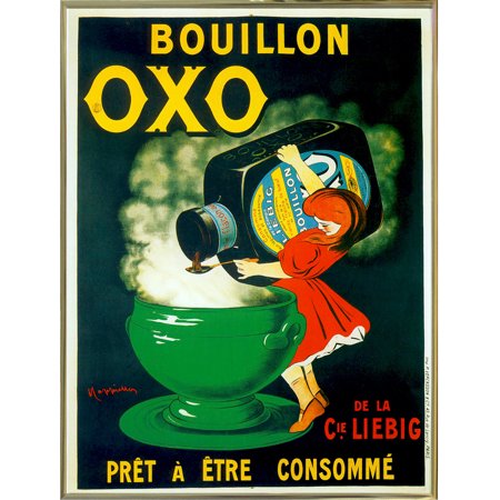 Bouillon OXO-VINAPP121403 Framed Print 21.75"x16.25" by Vintage Apple Collection in a Gold Metal Frame