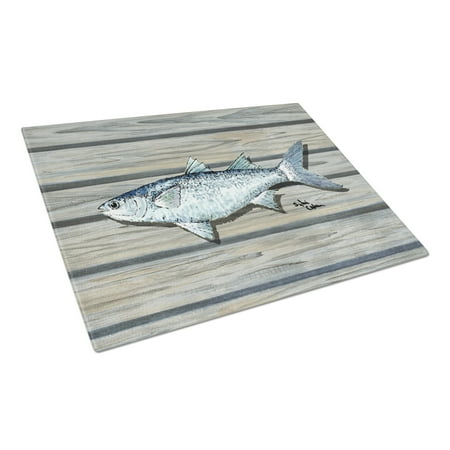 Carolines Treasures 8490LCB Fish Mullet Glass Cutting Board Large 12H x 16W multicolor