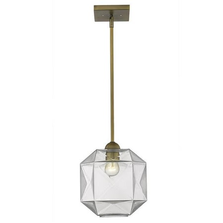 HomeRoots 398201 11.75 x 9.75 x 9.75 in. Loft 1-Light Brass Pendant