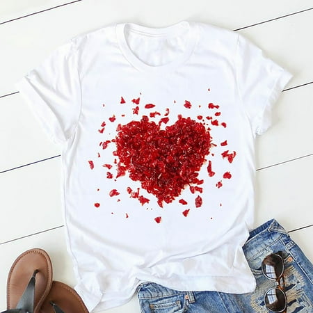 TWIFER Valentines Day Gift Sets Women s T-Shirts Valentine s Day Love Heart Floral Soft Printed Short Sleeves Shirts Top Blouses
TWIFER Valentines Day Gift Sets Women s T-Shirts Valentine s Day Love Heart Floral Soft Printed Short Sleeves Shirts Top Blouses