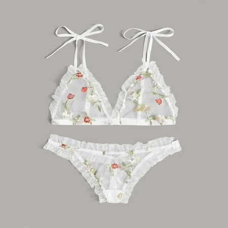 YIWEI Womens Floral Lace Bra Set See Through Thin Underwear Lingerie And Panties Set White XL
YIWEI Womens Floral Lace Bra Set See Through Thin Underwear Lingerie And Panties Set White XL