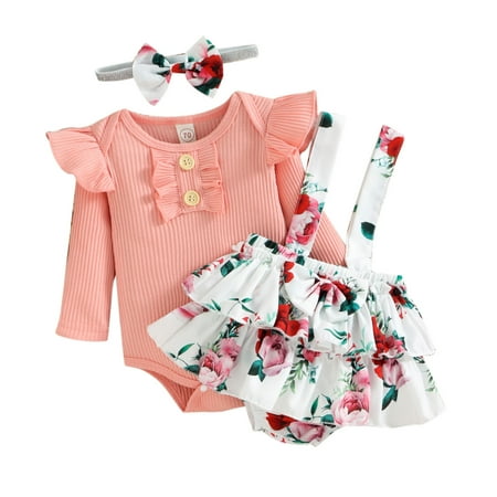 Girls Long Sleeve Ribbed Romper Bodysuits Ruffles Floral Prints Suspenders Shorts Headbands Outfits Kids Clothes Tops
Girls Long Sleeve Ribbed Romper Bodysuits Ruffles Floral Prints Suspenders Shorts Headbands Outfits Kids Clothes Tops