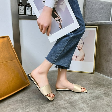 Lydiaunistar Women s Slippers Clearance Womens Summer Fashion Solid Color Slippers Square Head Flat Multicolour Casual Slippers Gold 9.5
Lydiaunistar Women s Slippers Clearance Womens Summer Fashion Solid Color Slippers Square Head Flat Multicolour Casual Slippers Gold 9.5