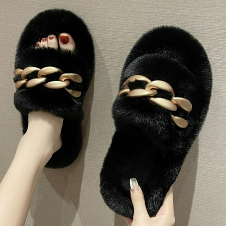 PIKADINGNIS Winter House Women Fur Slippers Fashion Cross Band Warm Plush Ladies Fluffy Shoes Cozy Open Toe Indoor Fuzzy Slides For Girls
PIKADINGNIS Winter House Women Fur Slippers Fashion Cross Band Warm Plush Ladies Fluffy Shoes Cozy Open Toe Indoor Fuzzy Slides For Girls