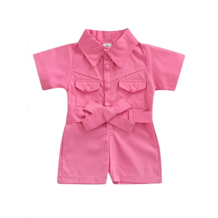 Tempura Kid Girl Short Sleeve Romper Solid Color Turn-Down Collar Button Pockets Playsuit Casual Simple Style Short Jumpsuit
Tempura Kid Girl Short Sleeve Romper Solid Color Turn-Down Collar Button Pockets Playsuit Casual Simple Style Short Jumpsuit