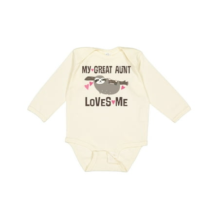 Inktastic My Great Aunt Loves Me Sloth Gift Baby Girl Long Sleeve Bodysuit