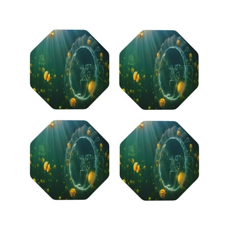 Tideii Jelly Fish for Leather Coasters 4 Pieces Anti-fouling and Anti-scalding Decorative Coasters Suitable for Restaurants Kitchens Coffee Shops-Octagon
Tideii Jelly Fish for Leather Coasters 4 Pieces Anti-fouling and Anti-scalding Decorative Coasters Suitable for Restaurants Kitchens Coffee Shops-Octagon