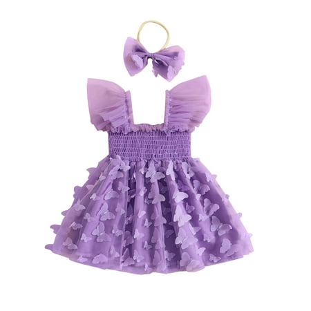 Sunisery 2Pcs Kids Toddler Girls Dress Outfits Butterfly Princess Tulle Dress with Headband Party Summer Dress Purple 3-4 Years
Sunisery 2Pcs Kids Toddler Girls Dress Outfits Butterfly Princess Tulle Dress with Headband Party Summer Dress Purple 3-4 Years
