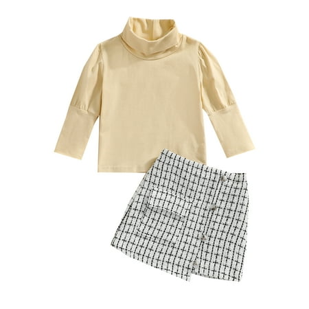 Musuos Baby Girls Turtleneck Knit Pullover Tops Plaid Button Mini Skirt Outfits Set
Musuos Baby Girls Turtleneck Knit Pullover Tops Plaid Button Mini Skirt Outfits Set