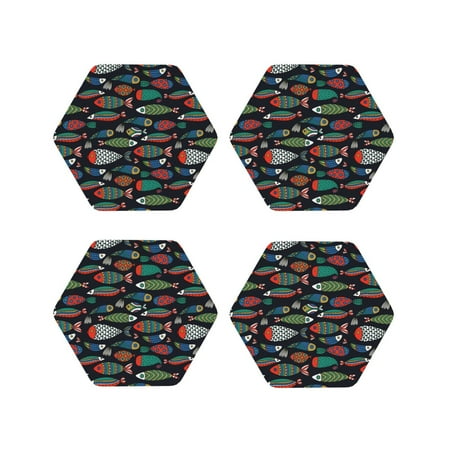 Pofeuu Hand Drawn Colorful Fishes Print Coasters for Drinks 4Pack PU Leather Coasters Bar Drink Coasters for Tabletop Protection Furniture from Damage-Hexagon
Pofeuu Hand Drawn Colorful Fishes Print Coasters for Drinks 4Pack PU Leather Coasters Bar Drink Coasters for Tabletop Protection Furniture from Damage-Hexagon