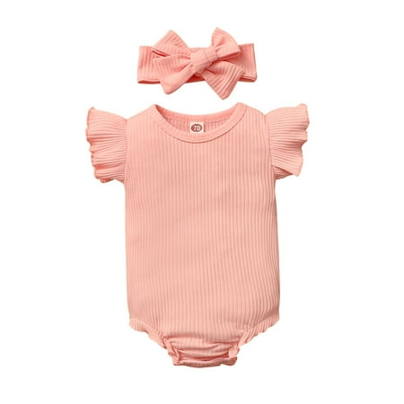 TUOBARR Toddler Girl Summer Outfits Newborn Infant Baby Girls Fly Sleeve Ruffles Romper Bodysuit+Headbands Pink 90
TUOBARR Toddler Girl Summer Outfits Newborn Infant Baby Girls Fly Sleeve Ruffles Romper Bodysuit+Headbands Pink 90