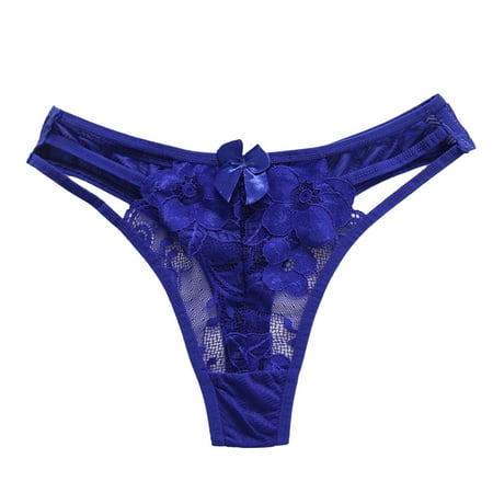 WZHKSN Women S Lace Panties Blue See Through Thongs 1-Pack