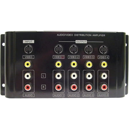 Calrad Electronics 1x4 Composite/s-video/analog Audio Distribution Amplifier - Audio Line In - Audio Line Out - Composite Video In - Composite Video Out (40-936b)