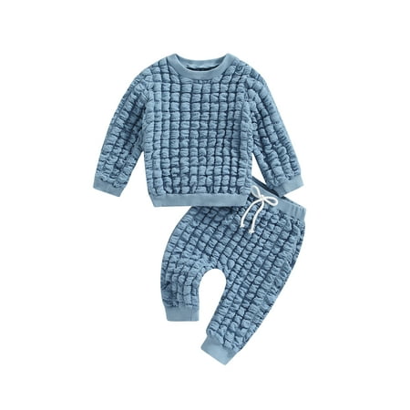 2Pcs Baby Girl Boy Fall Outfit Textured Crew Neck Long Sleeve Tops + Casual Pants Set for Toddlers
2Pcs Baby Girl Boy Fall Outfit Textured Crew Neck Long Sleeve Tops + Casual Pants Set for Toddlers