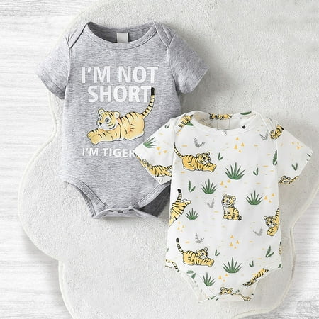Inadays Baby Boys Summer Short-Sleeve Bodysuits Newborn Infant Cute Tigger Jumpsuit Pack of 2 Baby Onesies 18-24M
Inadays Baby Boys Summer Short-Sleeve Bodysuits Newborn Infant Cute Tigger Jumpsuit Pack of 2 Baby Onesies 18-24M