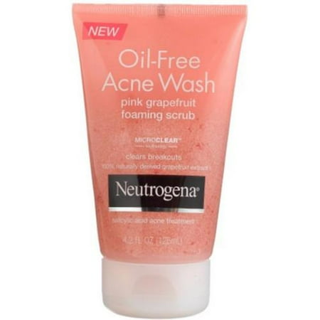 Neutrogena Oil-Free Acne Wash Foaming Scrub, Pink Grapefruit 4.2 oz (Pack of 2)