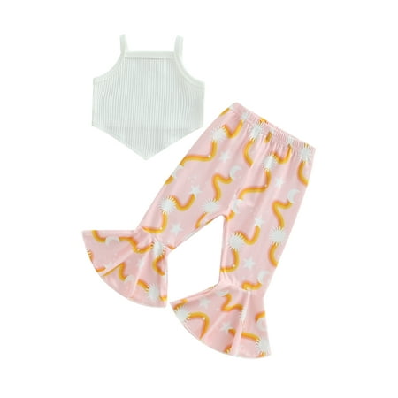 Toddlers Baby Girls Summer Outfits Sleeveless Square Neck Pleats White Color Vest Top + Wave Moon Sun Stars Printing Elastic Waist Flare Pants
Toddlers Baby Girls Summer Outfits Sleeveless Square Neck Pleats White Color Vest Top + Wave Moon Sun Stars Printing Elastic Waist Flare Pants