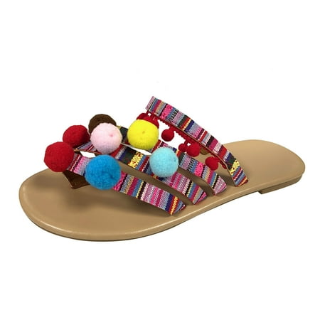 ZHAGHMIN Flat Sandal Ladies Fashion Summer Colorful Cloth Plush Ball Decor Boho Flat Sandals Womens Sandals Dressy Sandals Women Womens Slide Sandals Rhinestone Summer Sandals For Women Dre
ZHAGHMIN Flat Sandal Ladies Fashion Summer Colorful Cloth Plush Ball Decor Boho Flat Sandals Womens Sandals Dressy Sandals Women Womens Slide Sandals Rhinestone Summer Sandals For Women Dre
