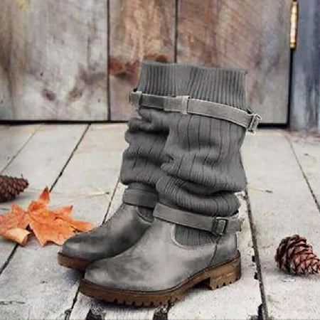 Wefuesd Cowgirl Boots Uggs Knitting Keep Toe Retro Middle Booties Strap Shoes Buckle Keep Warm Round Women Warm Women S Boots Gray 37
Wefuesd Cowgirl Boots Uggs Knitting Keep Toe Retro Middle Booties Strap Shoes Buckle Keep Warm Round Women Warm Women S Boots Gray 37
