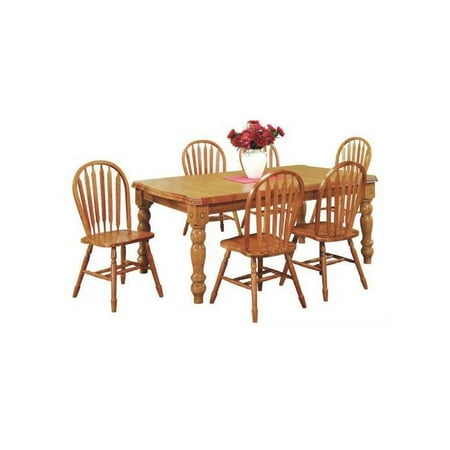 Rectangular Extension Dining Table w 6 Chairs Set (Black & Cherry)