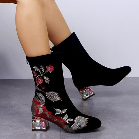 Tejiojio Clearance Retro Women Square Heels Cloth Embroidery Boots Zipper Boots Pointed Toe Shoes
Tejiojio Clearance Retro Women Square Heels Cloth Embroidery Boots Zipper Boots Pointed Toe Shoes