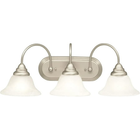 Kichler Telford 24.75 3 Light Vanity Light with Alabaster Swirl Glass in Brushed Nickel 
Kichler Telford 24.75 3 Light Vanity Light with Alabaster Swirl Glass in Brushed Nickel