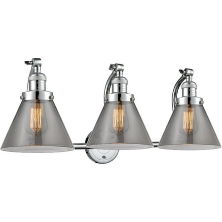 Polished Chrome Tone Bathroom Vanity 28 Wide Plated Smoke Glass Steel/Cast Brass Medium Base LED 3 Light Fixture
Polished Chrome Tone Bathroom Vanity 28 Wide Plated Smoke Glass Steel/Cast Brass Medium Base LED 3 Light Fixture