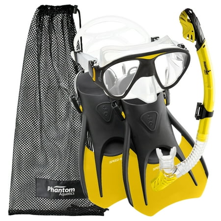 Phantom Aquatics Adult Signature Mask Fin Snorkel Set with Net Bag