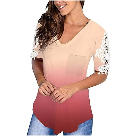 Spring Tops Womens 2023 Women s Lace Printing Short Sleeve V-Neck T-Shirt Loose Casual Summer Tee Tops Maternity Shirts Pink XXL
Spring Tops Womens 2023 Women s Lace Printing Short Sleeve V-Neck T-Shirt Loose Casual Summer Tee Tops Maternity Shirts Pink XXL