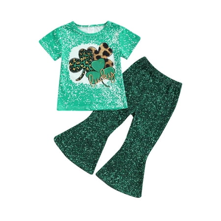 Sunisery St. Patrick s Day Kids Girls Clothes Short Sleeve Letters Print Tops Striped Bell-Bottoms Pants Outfits Green 3 5-6 Years
Sunisery St. Patrick s Day Kids Girls Clothes Short Sleeve Letters Print Tops Striped Bell-Bottoms Pants Outfits Green 3 5-6 Years