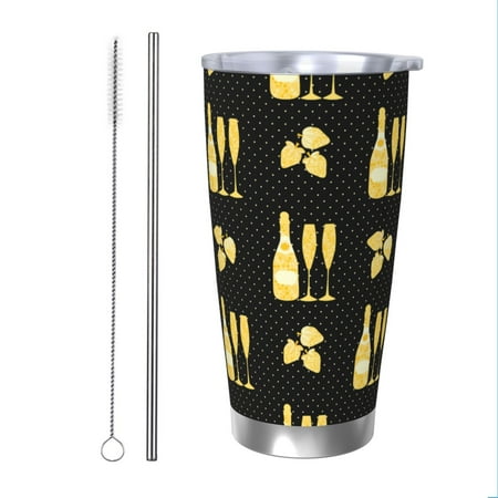 Cauagu Gold Bottles Pattern 20oz Tumbler Stainless Steel Vacuum Insulated Tumbler with Lid Insulated Coffee Mug Thermal Cup with Splash Proof Sliding Lid-Straw Two-piece Set
Cauagu Gold Bottles Pattern 20oz Tumbler Stainless Steel Vacuum Insulated Tumbler with Lid Insulated Coffee Mug Thermal Cup with Splash Proof Sliding Lid-Straw Two-piece Set
