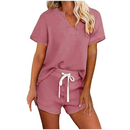 Women Pajamas Short Sleeve Set Henley-Tops And Shorts Loungewear Homewear Sleepwear
Women Pajamas Short Sleeve Set Henley-Tops And Shorts Loungewear Homewear Sleepwear
