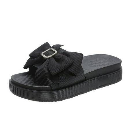 Jsezml Womens Cute Bow Slippers Thick Sole Beach Sandals Open Toe Slide Sandals Non-slip Comfortable Walking Shoes
Jsezml Womens Cute Bow Slippers Thick Sole Beach Sandals Open Toe Slide Sandals Non-slip Comfortable Walking Shoes