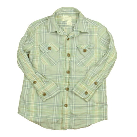 

Pre-owned Crewcuts Boys Blue | Green Plaid Button Down Long Sleeve size: 4-5T